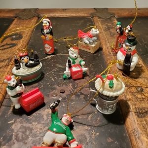 COPY - Vintage Coca-Cola Christmas ornaments- set of 9 mini ornaments.